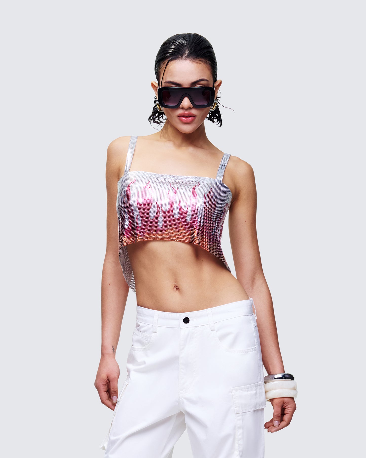 Lilia Multi Flame Chainmail Top