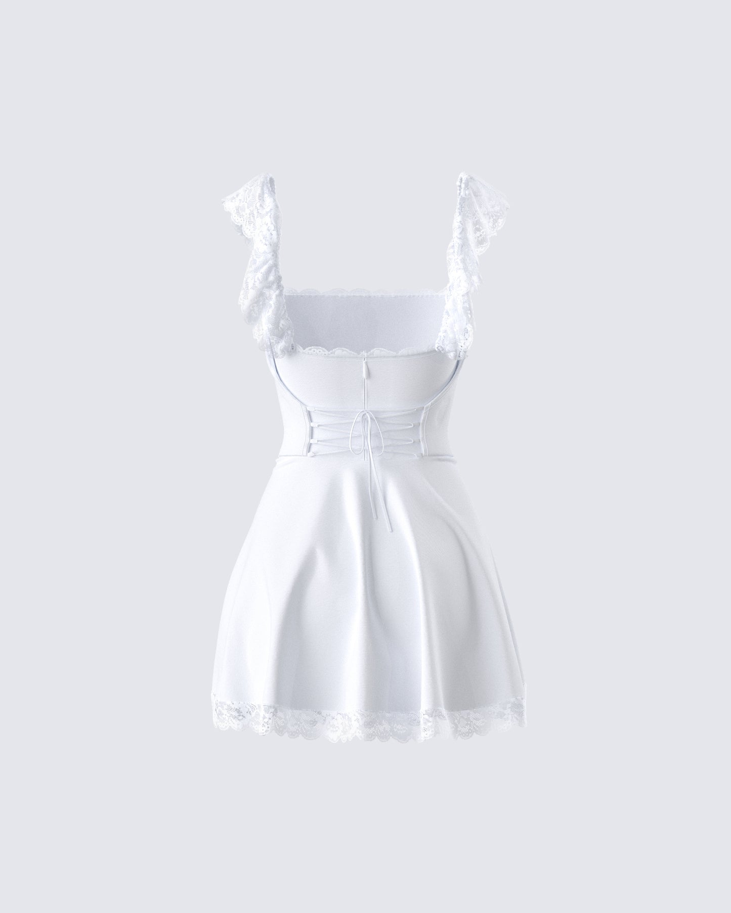 Cove White Lace Trim Mini Dress