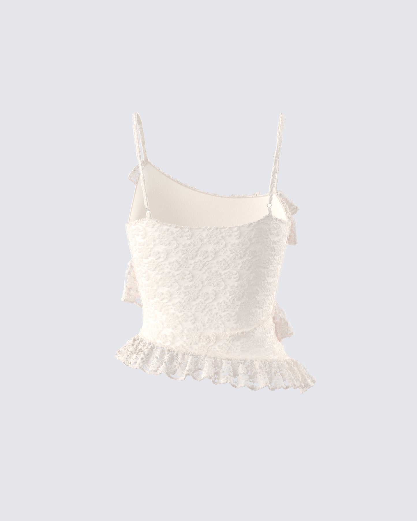 Lari Ivory Asymmetrical Ruffle Top