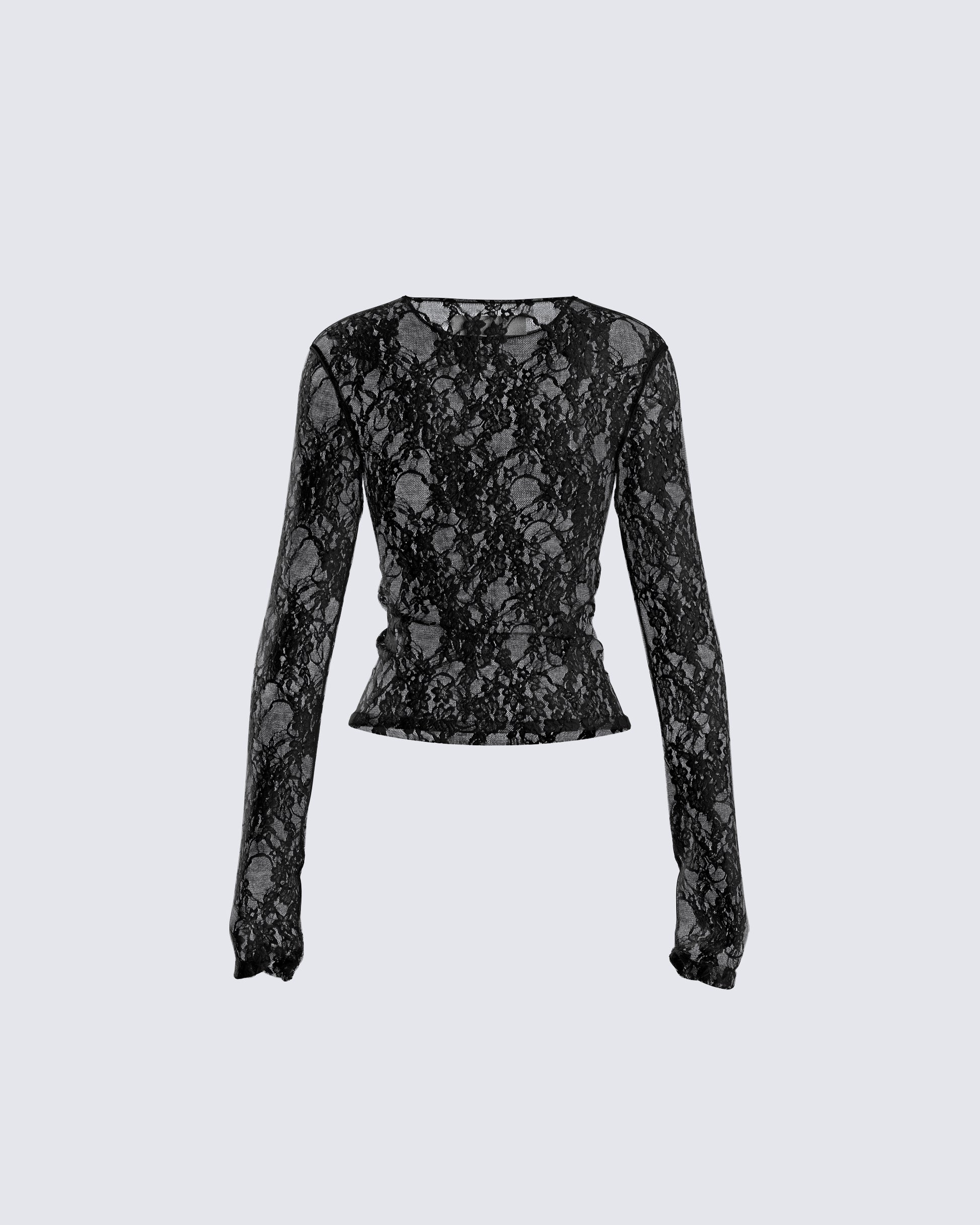 Kaito Black Lace Long Sleeve Top – FINESSE