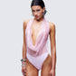 Alieka Pink Sequin Halter Bodysuit