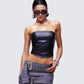 Nika Black Faux Leather Top