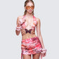 Cece Orange Printed Halterneck Top