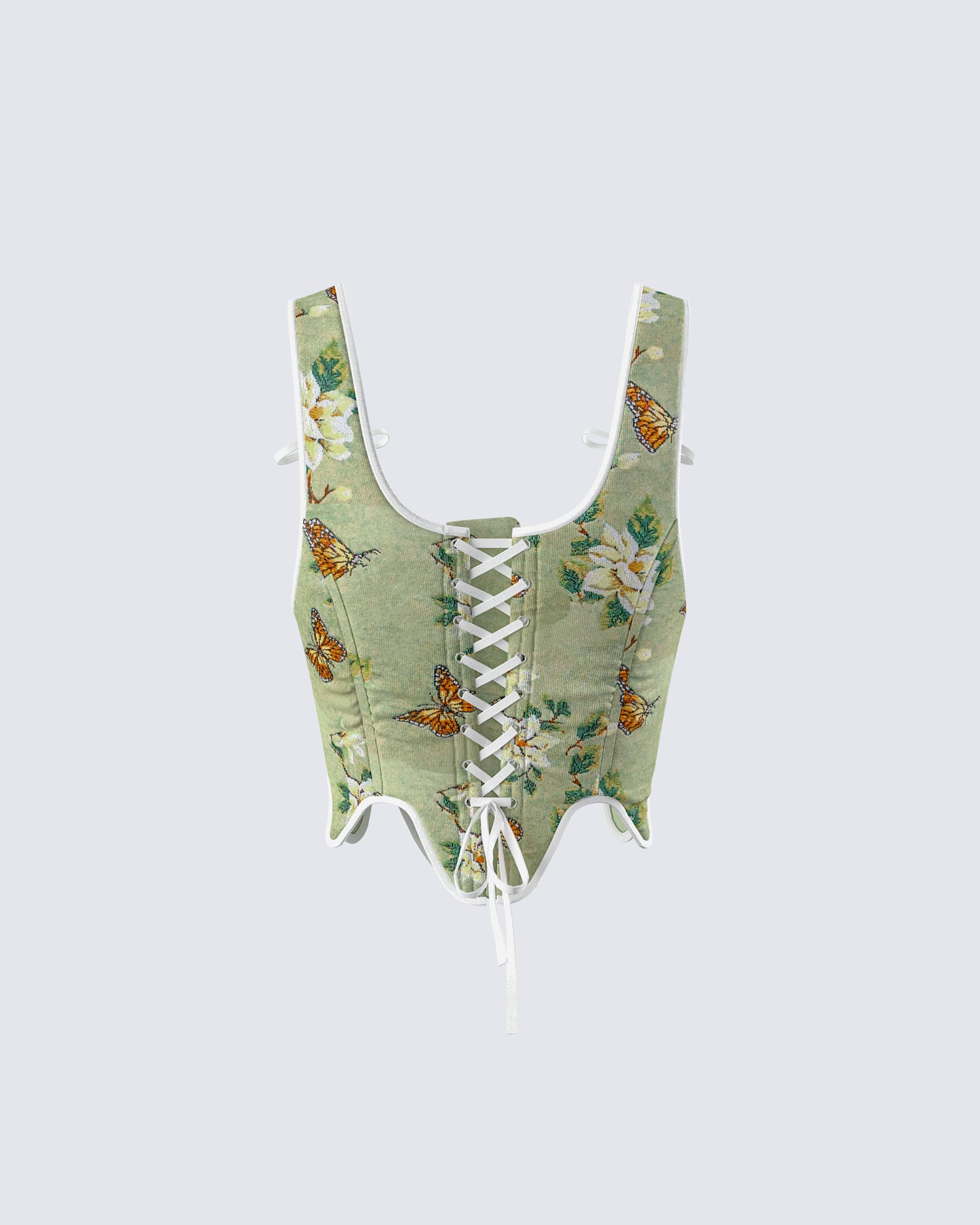 Samara Green Floral Jacquard Corset Top