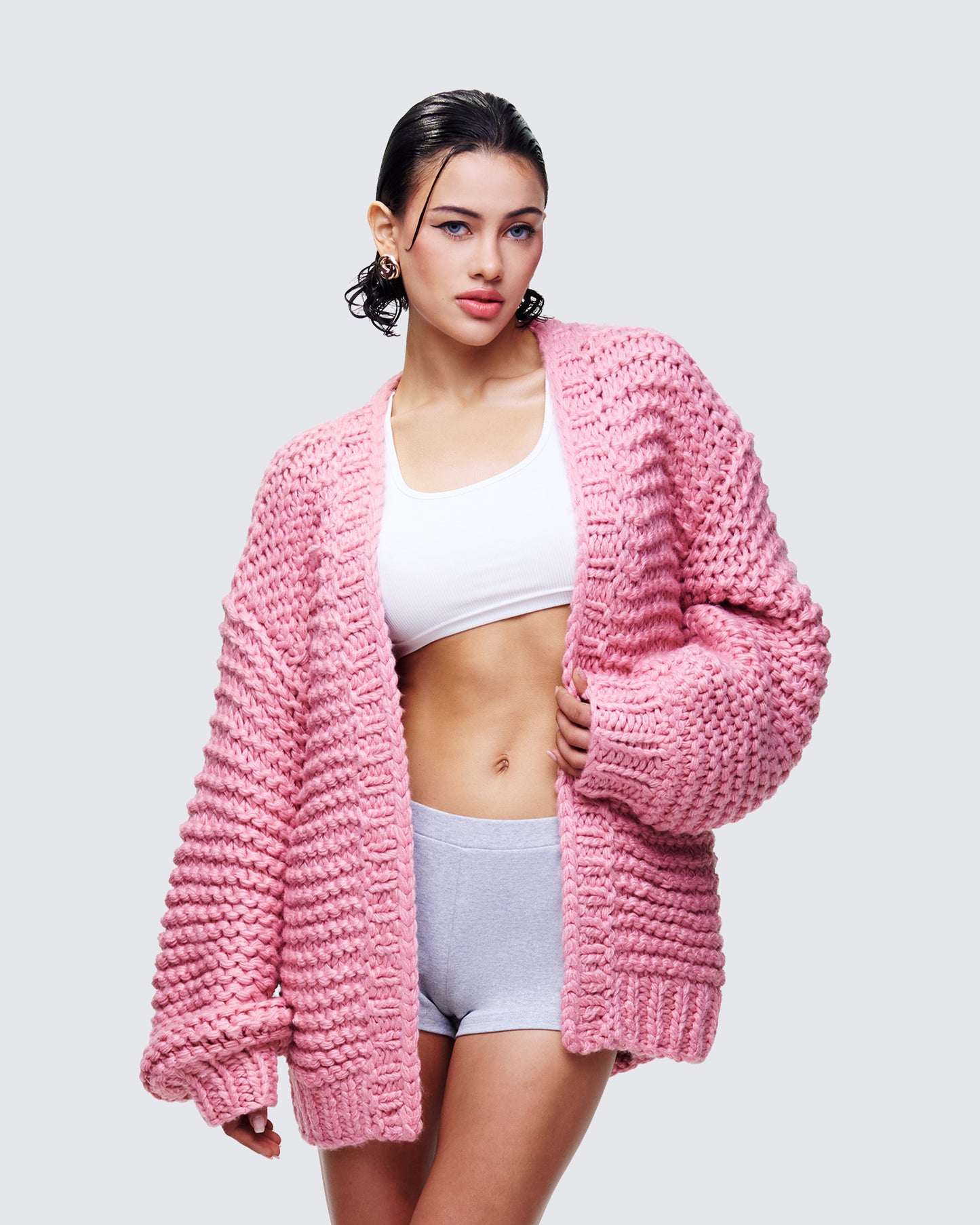 Blaise Pink Chunky Hand Knit Cardigan