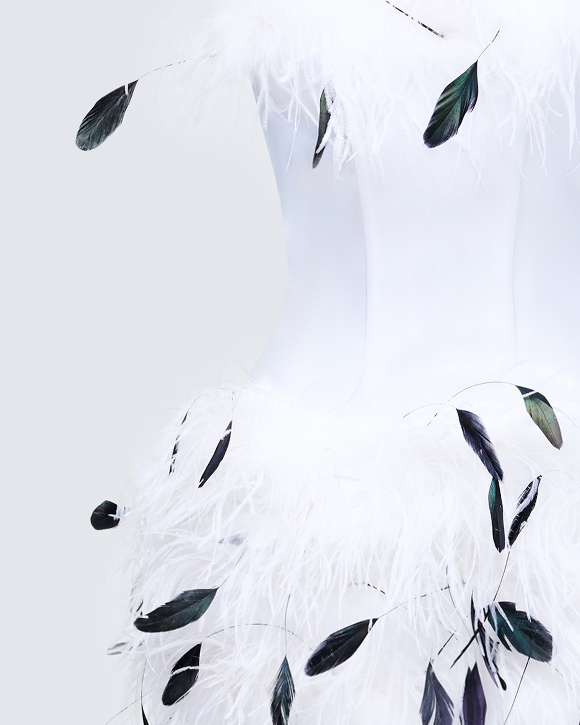 white short dress with feathers Claudia