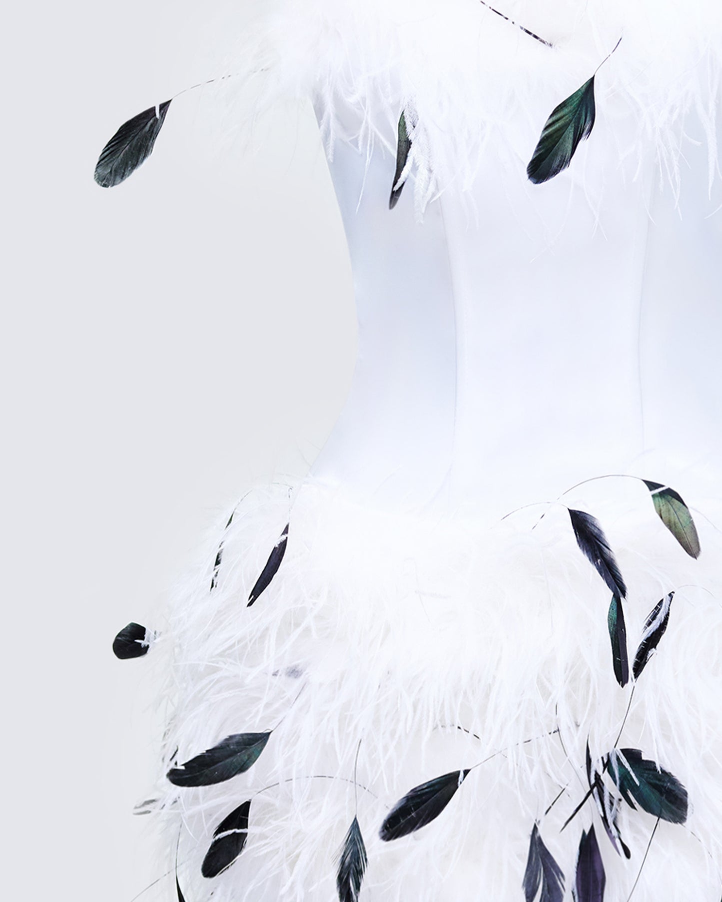 Meadow White Feather Backless Mini Dress