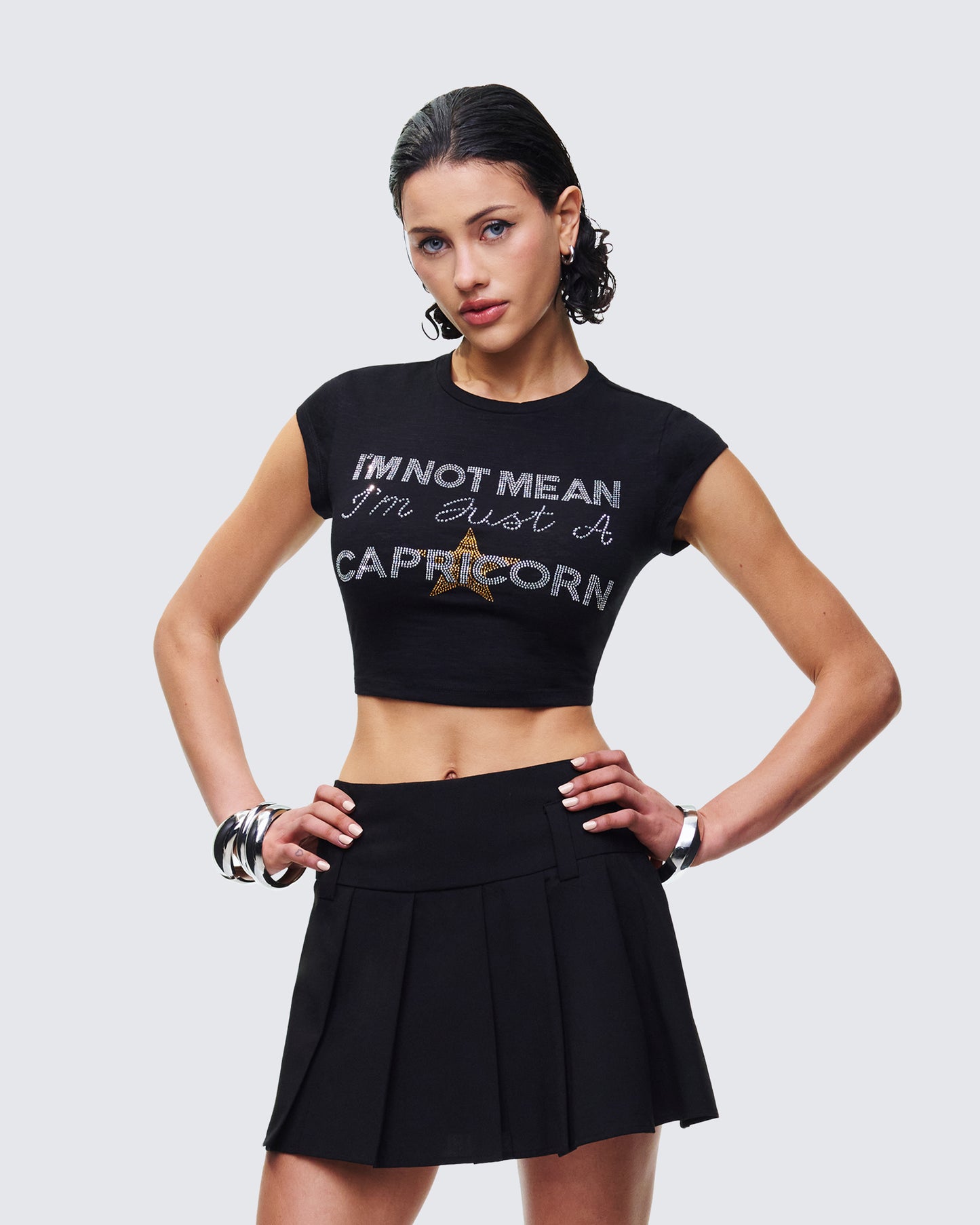 Clea Black Capricorn Graphic Top