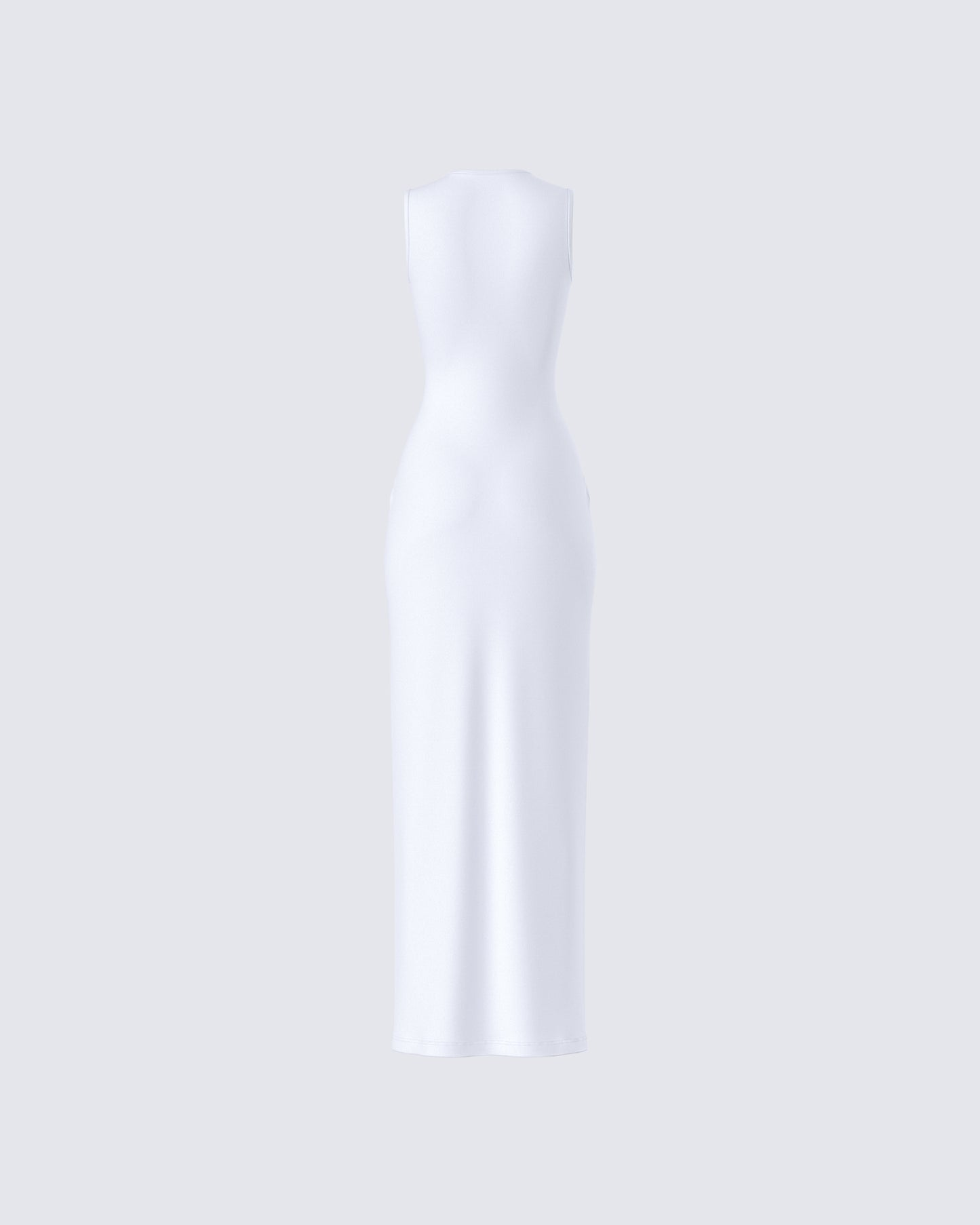 white polyester maxi dress White Polyester Maxi Dress with Drawstring Waist and V-Neckline White / M
