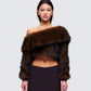 Nadi Brown Faux Fur Off Shoulder Top