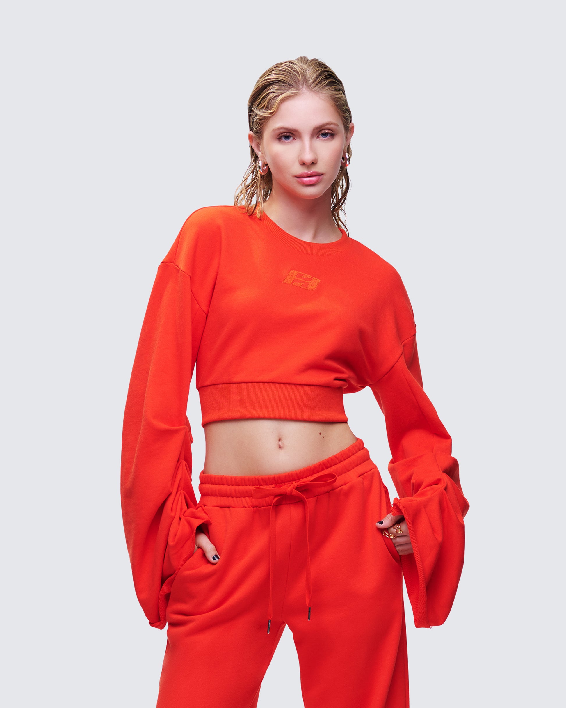 Una Red Stacked Sleeve Sweatshirt