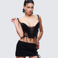 Ginan Black Glitter Velvet Corset Top
