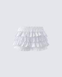 Amia White Ruffle Bloomer Micro Skort