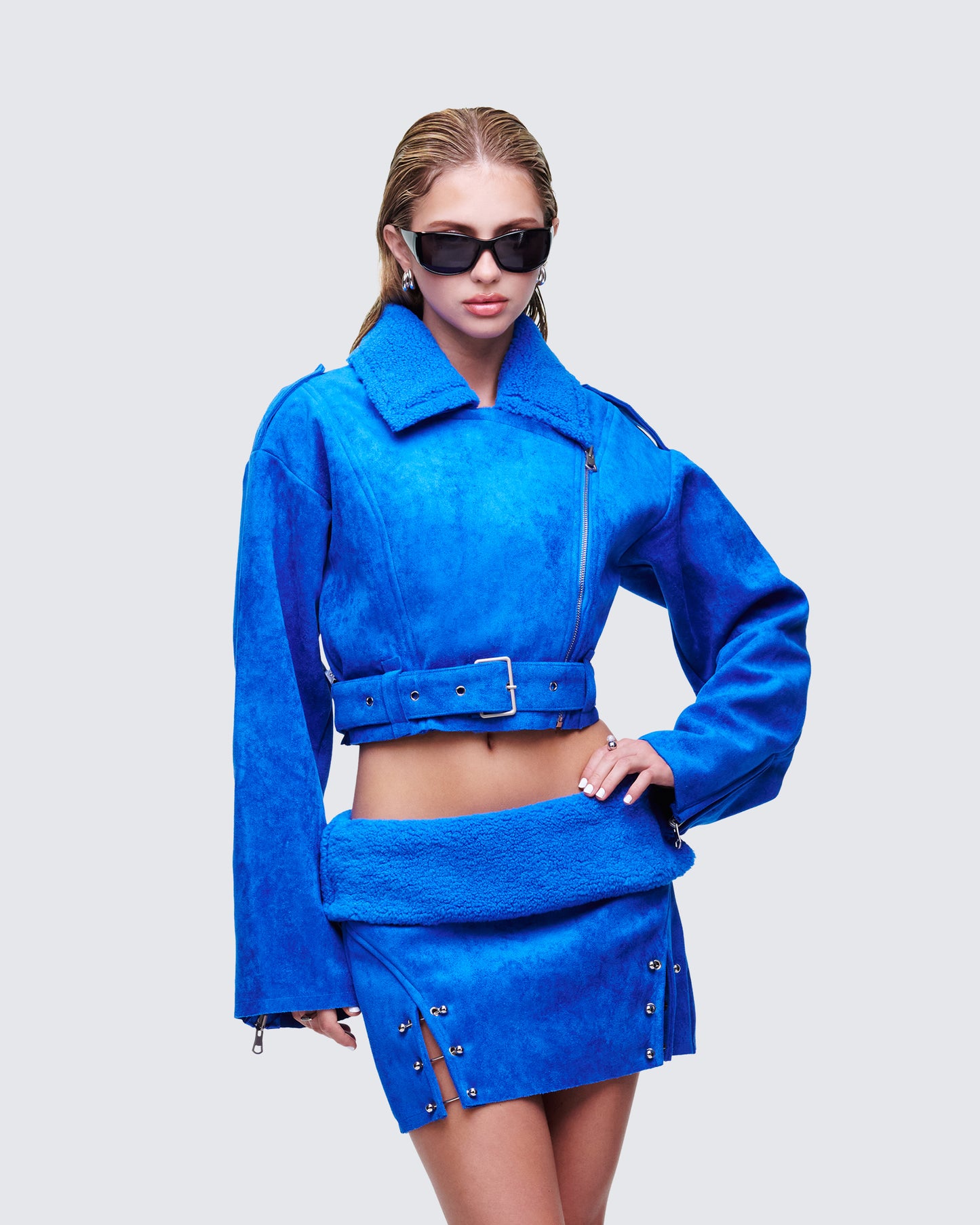 Ramona Blue Vegan Shearling Jacket