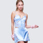 Faelina Blue Satin Butterfly Corset