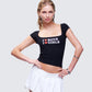 Zoya Black Slogan Scoop Neck Tee