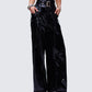 Melusine Black Vegan Leather Belted Paperbag Trousers