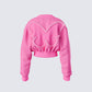 Uzma Pink Denim Cropped Bomber Jacket