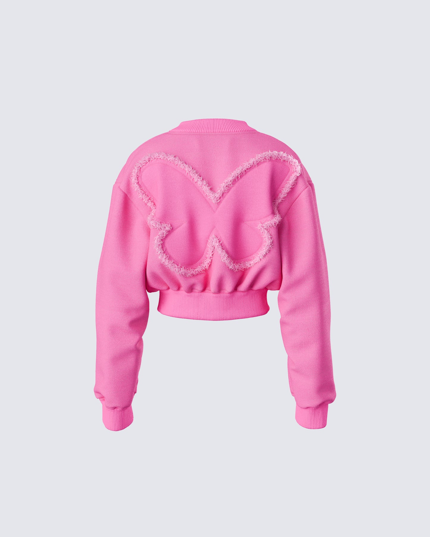 Uzma Pink Denim Cropped Bomber Jacket