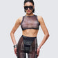 Rikku Black Bandana Mesh Crop Top