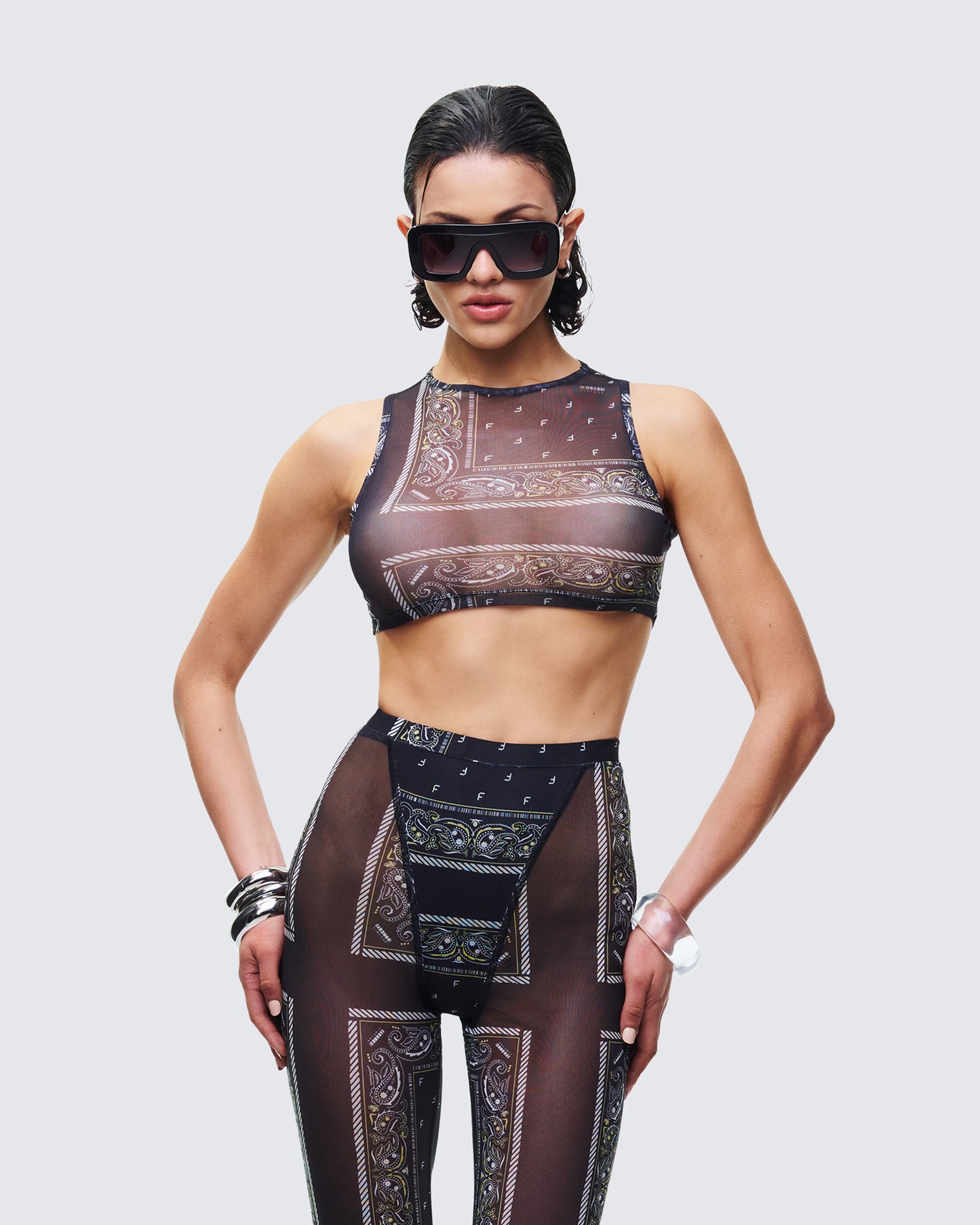 Rikku Black Bandana Mesh Crop Top