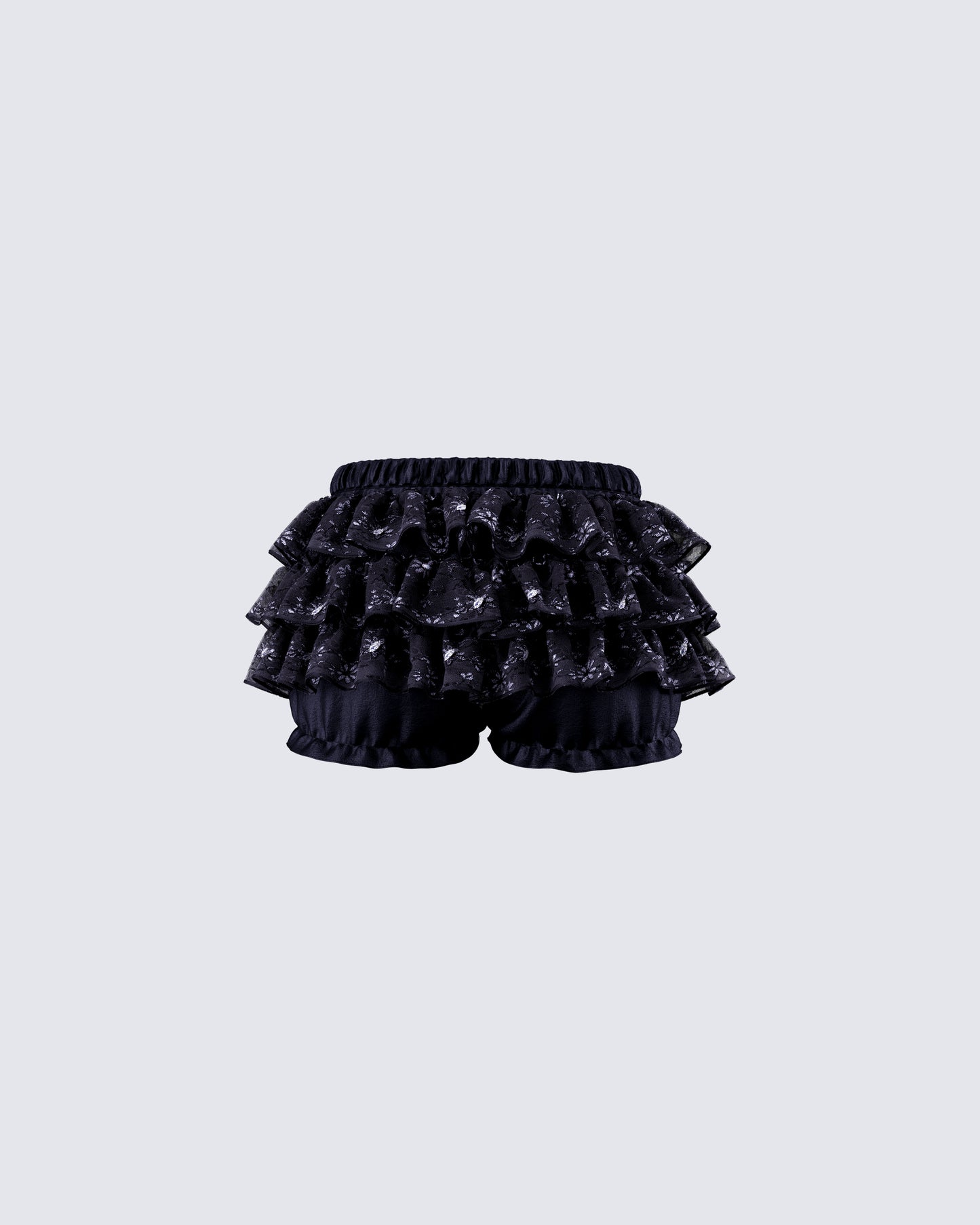 Love Hand Beaded Rhinestone Black Ruffle Short