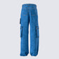 Agnetha Blue Denim Cargo Pant