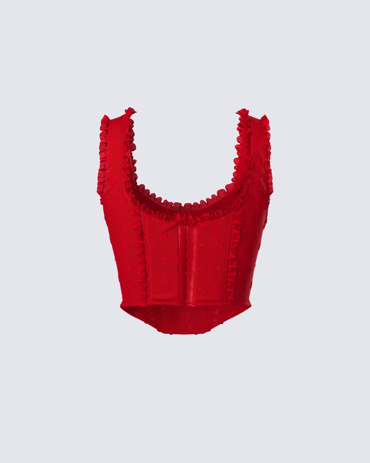 Kimona Red Ruffle Corset Top