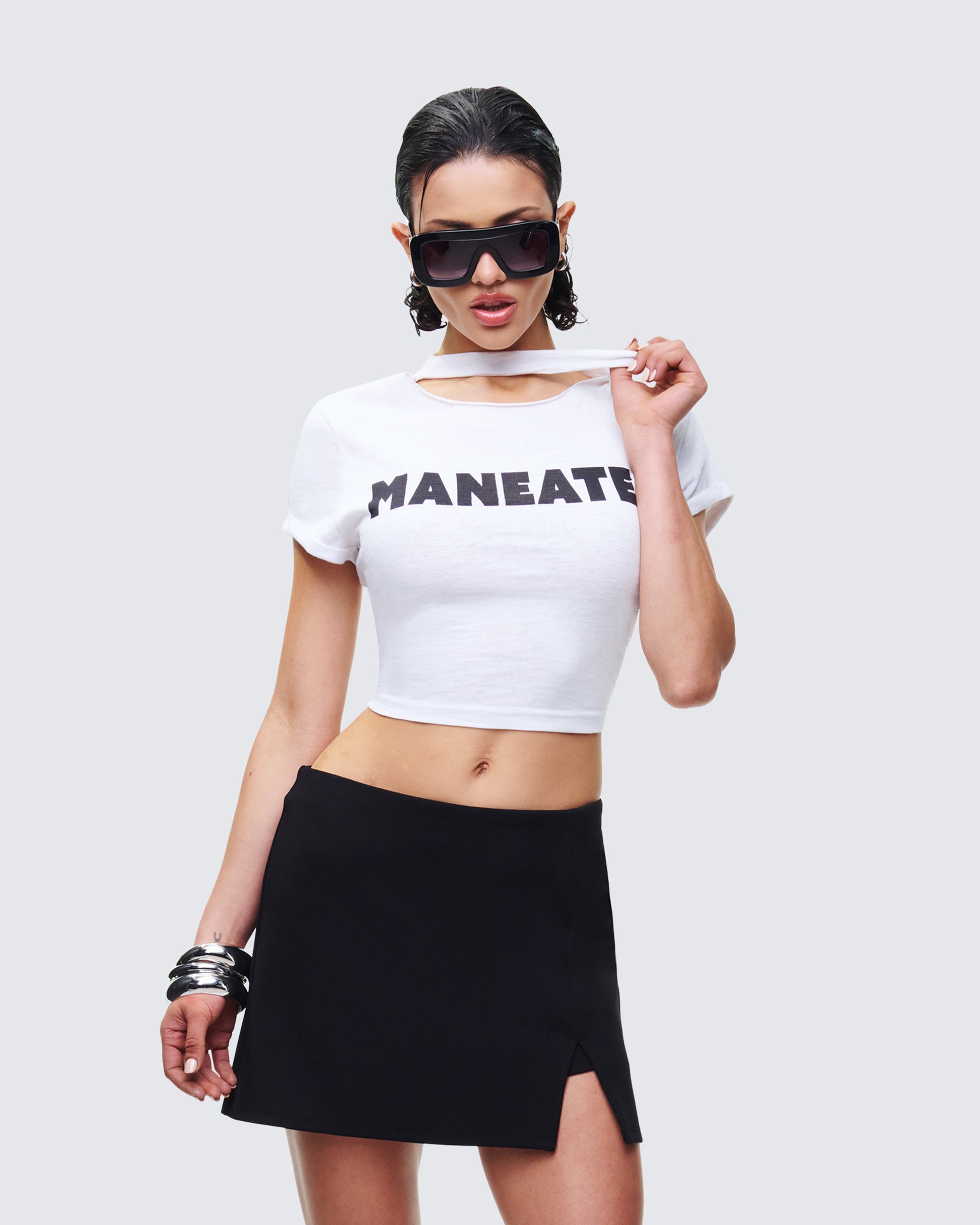 Monte White Jersey Graphic Top