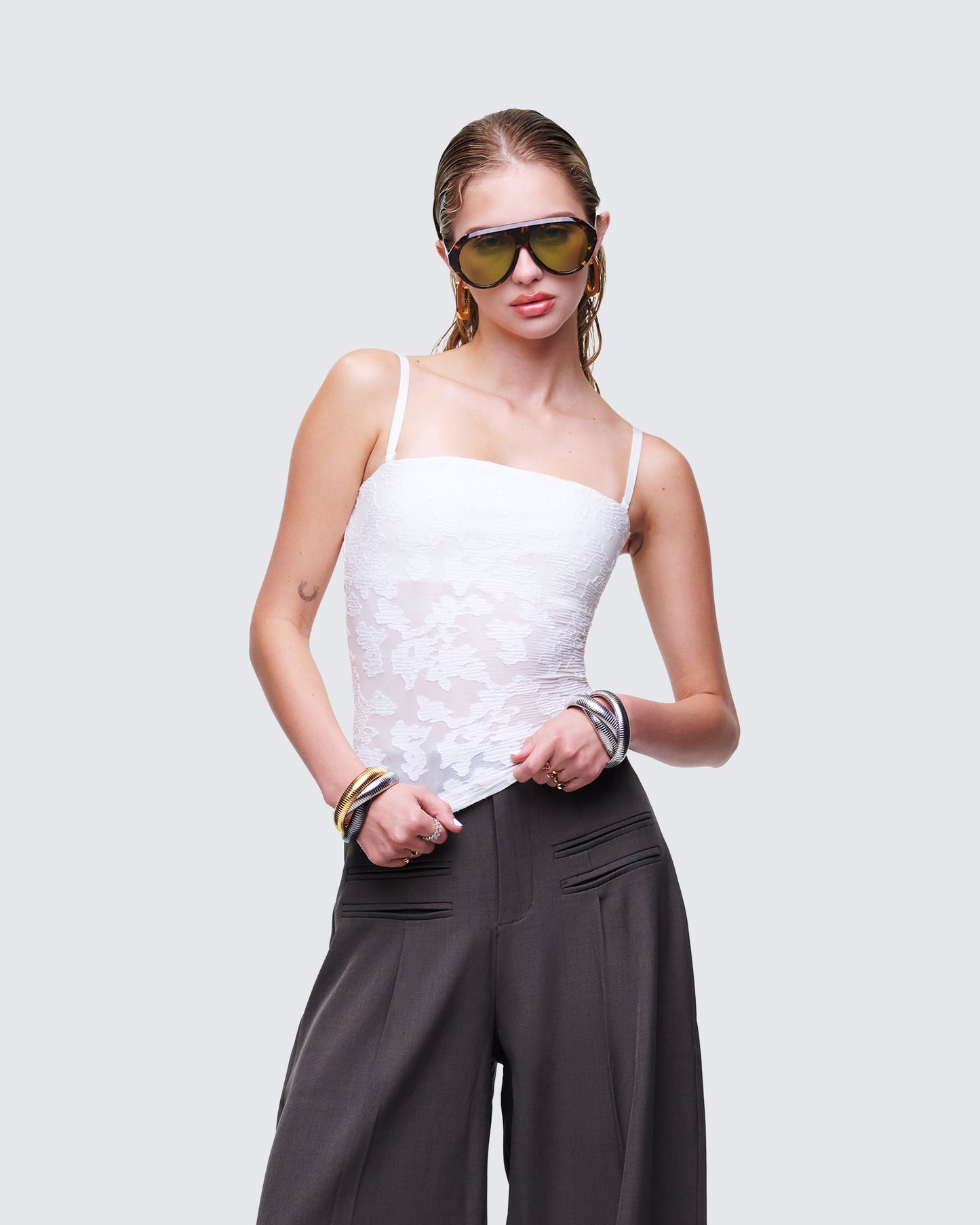 Sybil White Detachable Cami Top