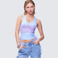 Nixie Blue Lace Up Graphic Tank