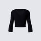 Kimmy Black Ribbed Cardigan Top