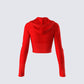 Alyssa Red Knit Cropped Jacket