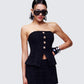 Women's black top styled on model – FINESSE