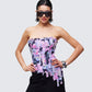 Claudette Black Printed Chiffon Corset Top