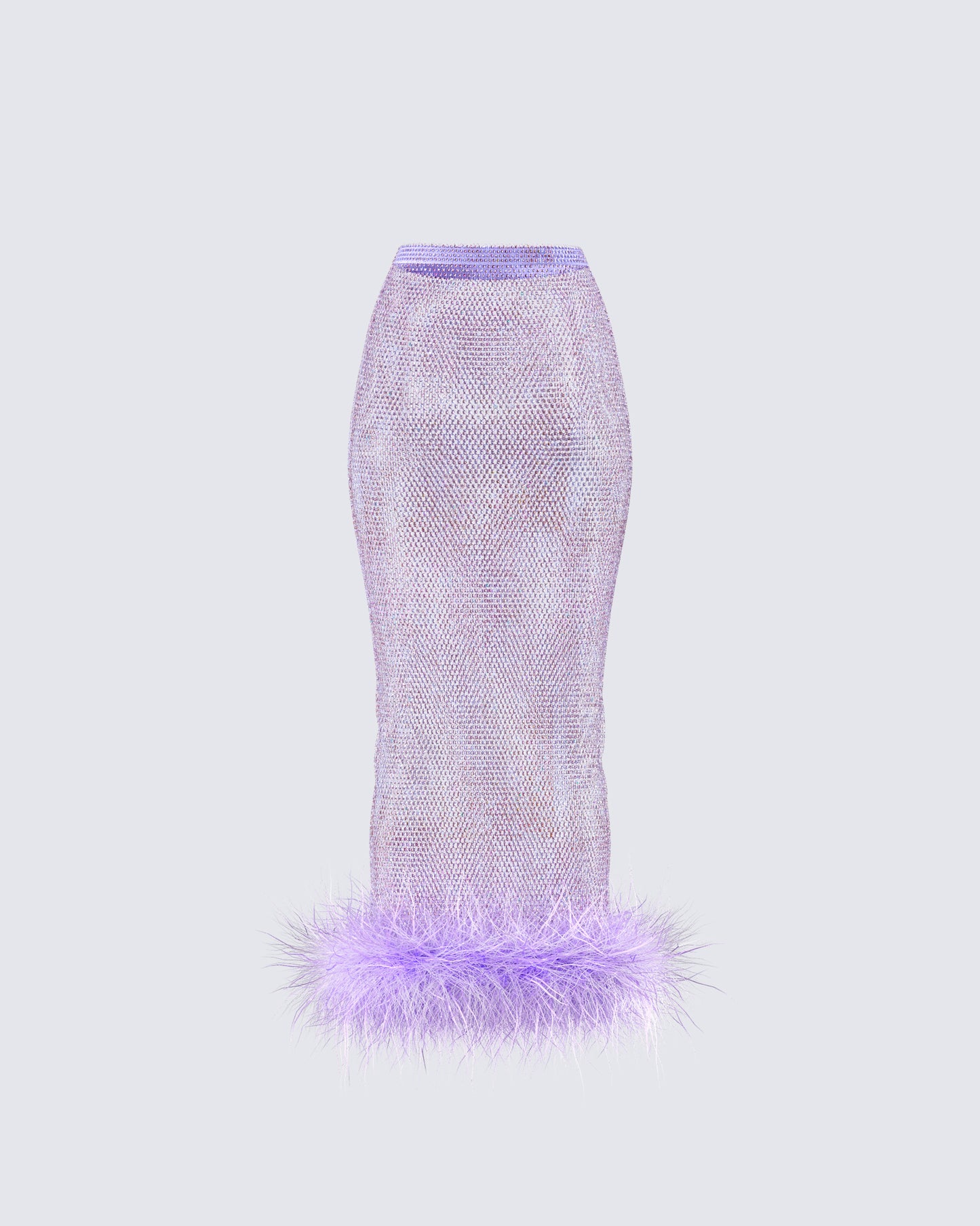 Ophira Lavender Rhinestone Feather Trim Skirt