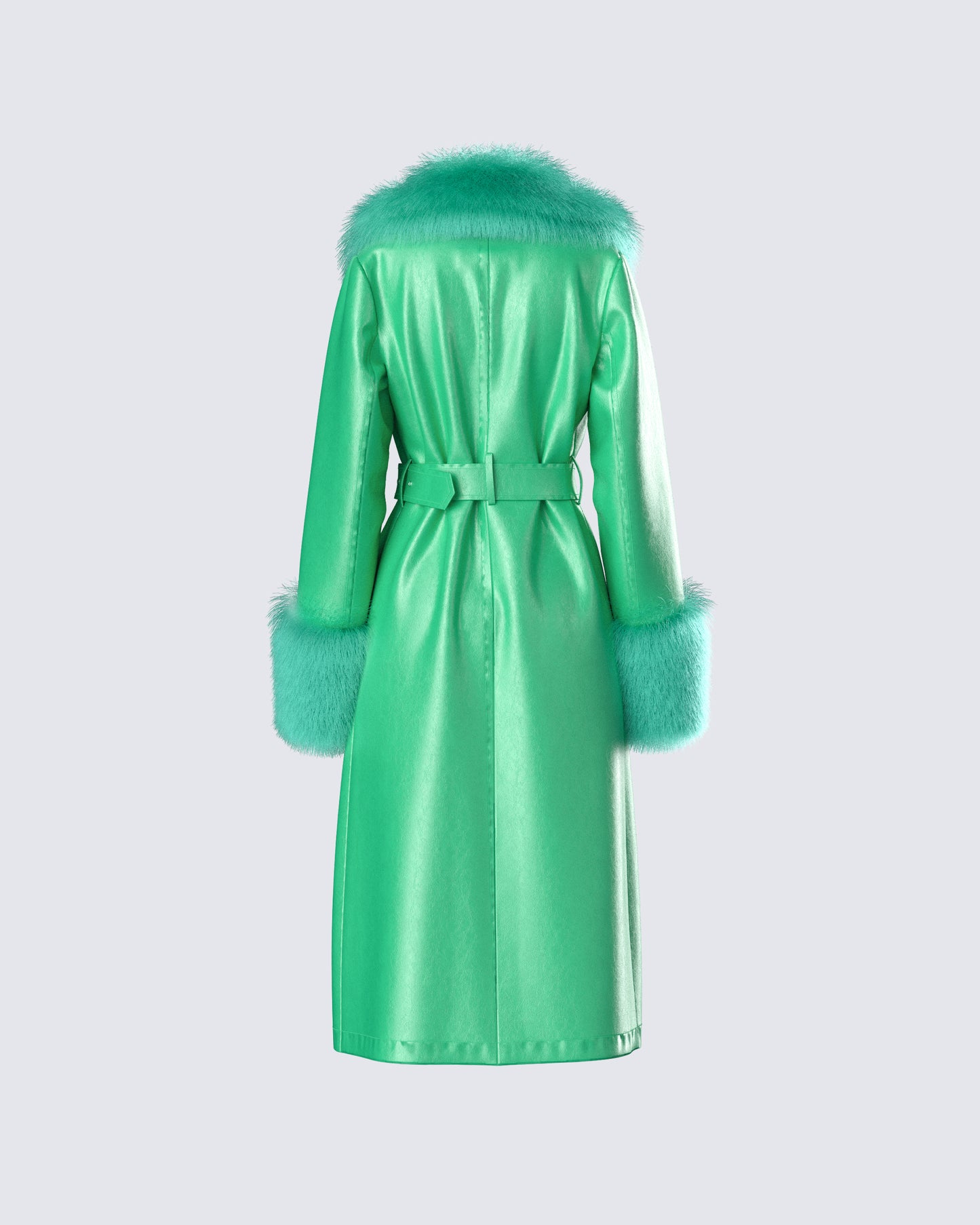 Willa Green Vegan Fur Leather Coat
