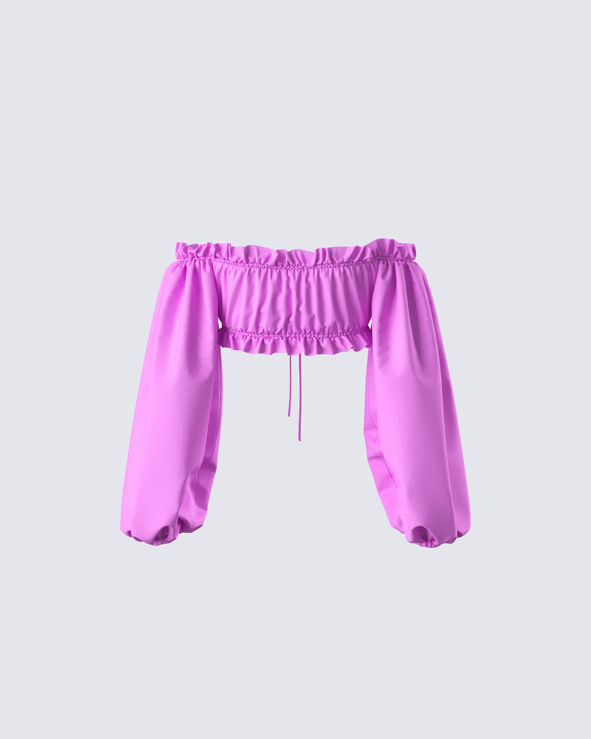 Purple ruffle crop top on sale