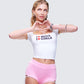 Zoya White Slogan Scoop Neck Tee