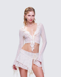 Maeve Ivory Lace Ruffle Top