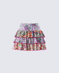 Raisa Paisley Tiered Micro Mini Skirt
