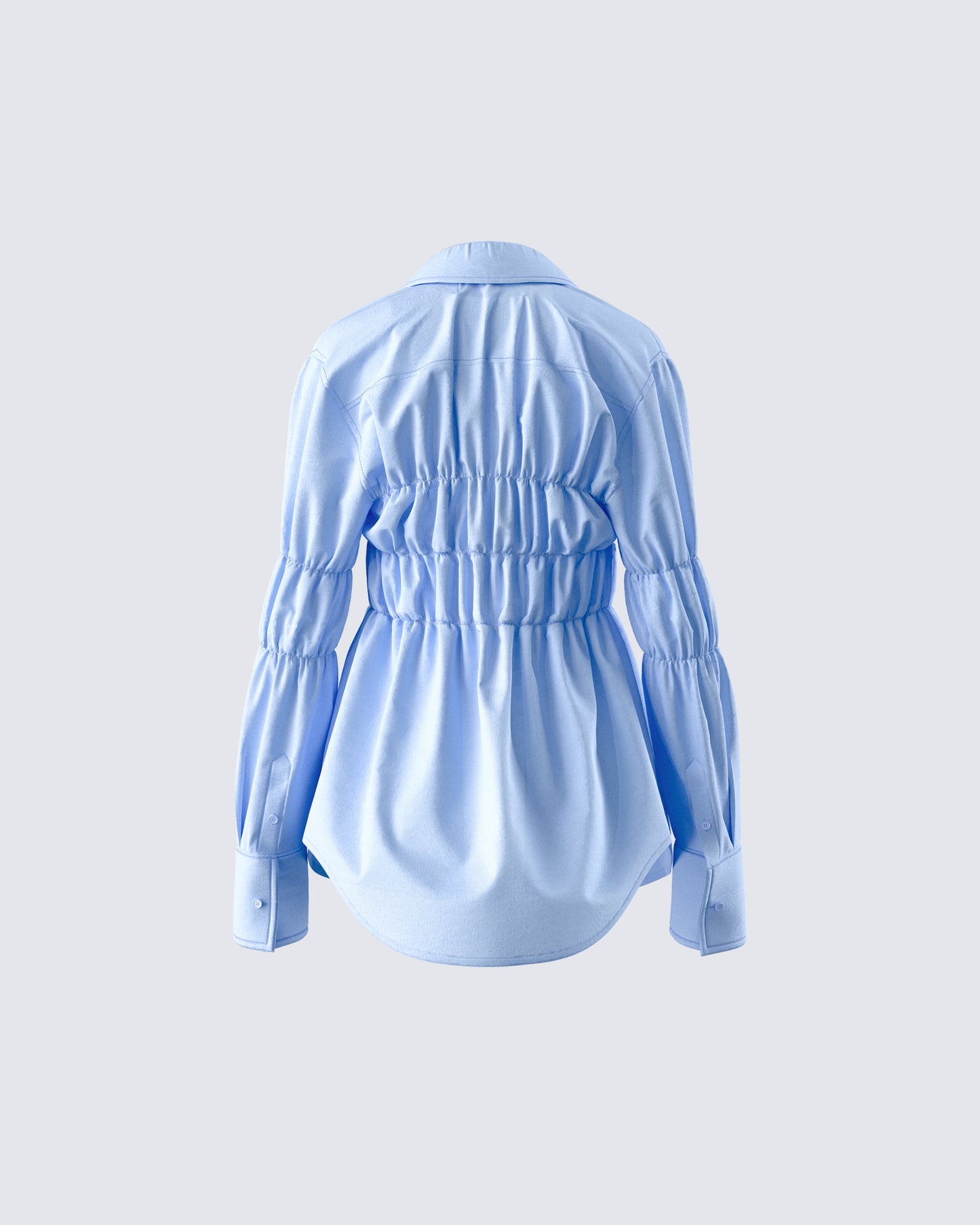 Reina Blue Poplin Ruched Shirt