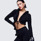 Shoshana Black Fur Trimmed Bow Tied Cardigan