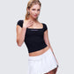 Levi Black Slogan Scoop Neck Tee