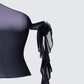 Sylphine Black Mesh Asymmetric Top