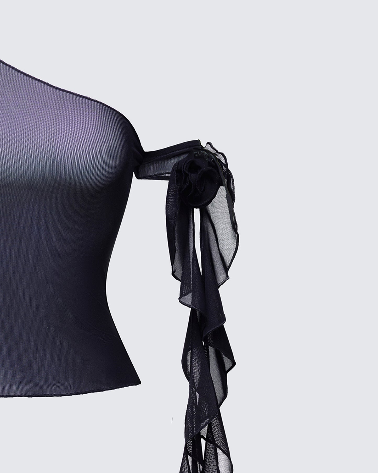 Sylphine Black Mesh Asymmetric Top