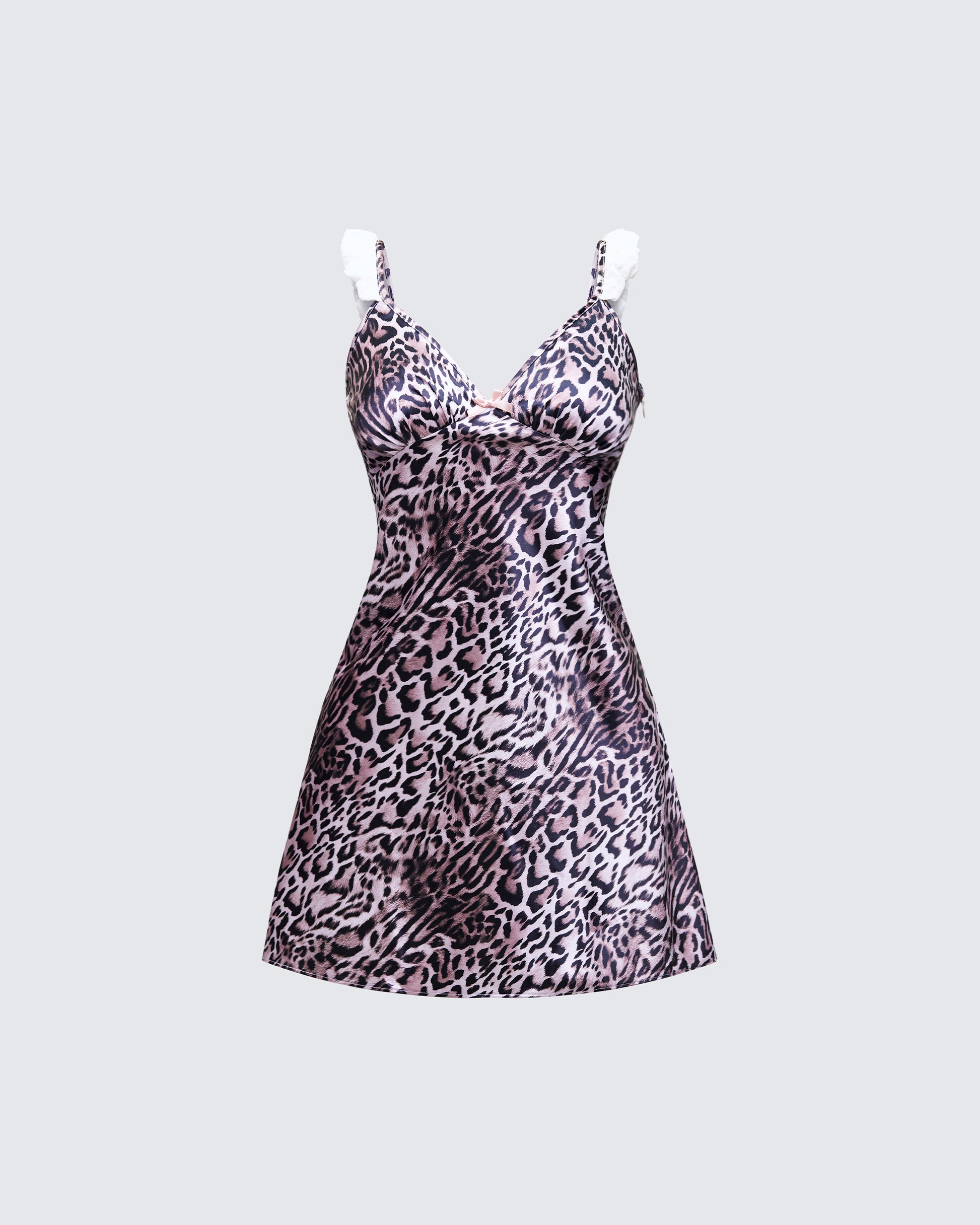 Pink Leopard Print Satin Mini Dress - V-Neck Party FINESSE Pink Leopard Print Satin Mini Dress - V-Neck Party FINESSE