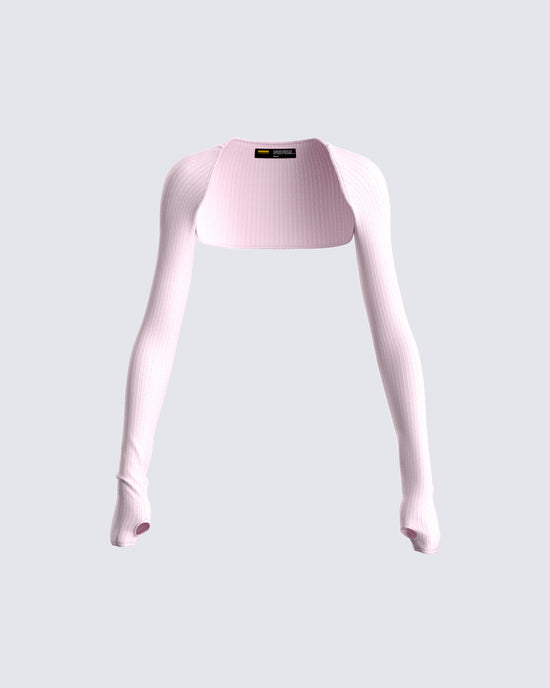 Women Pink Full Sleeves Rib Shrug