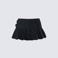 Ataya Black Denim Micro Mini Skirt