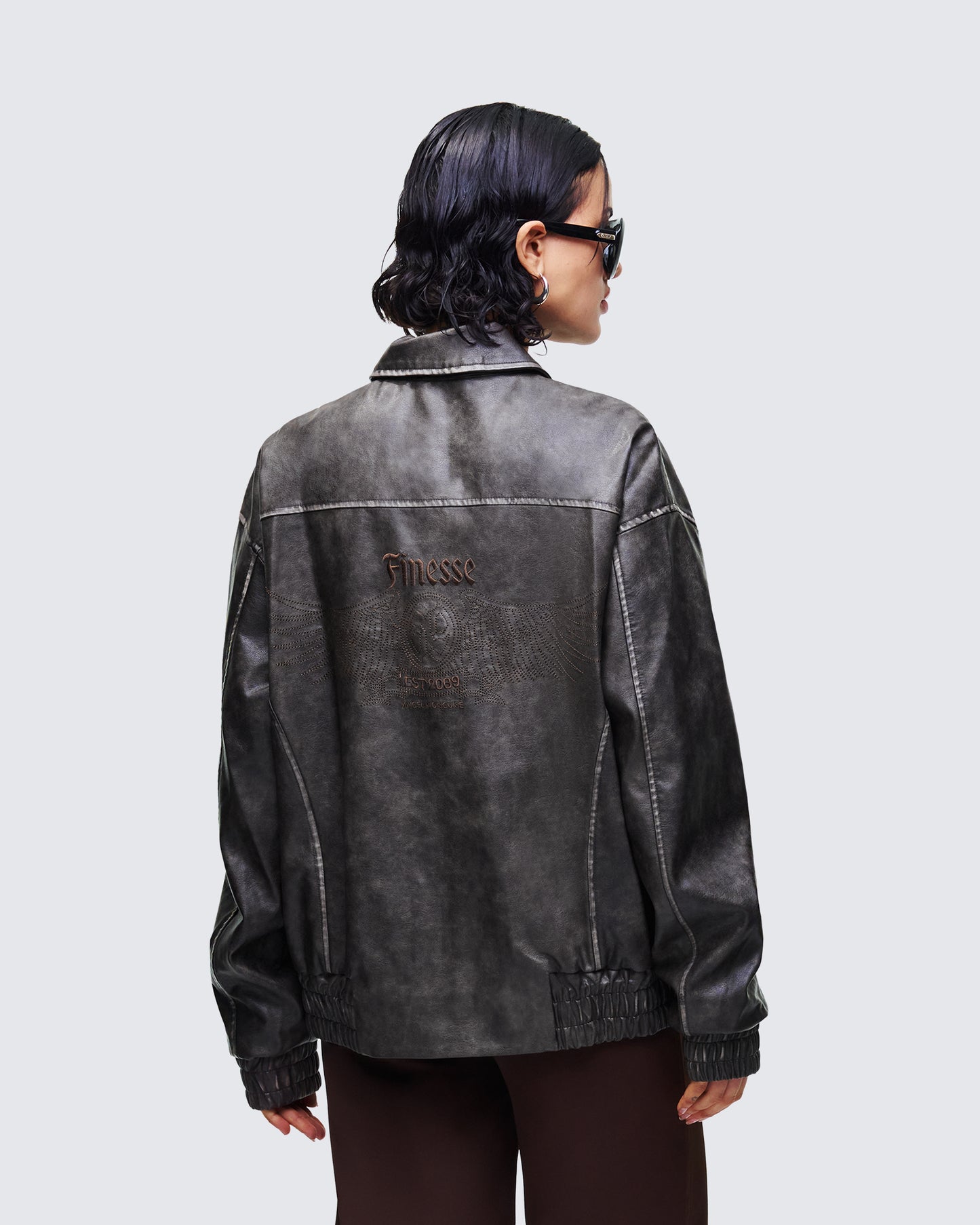 Hallow Brown Vegan Leather Jacket